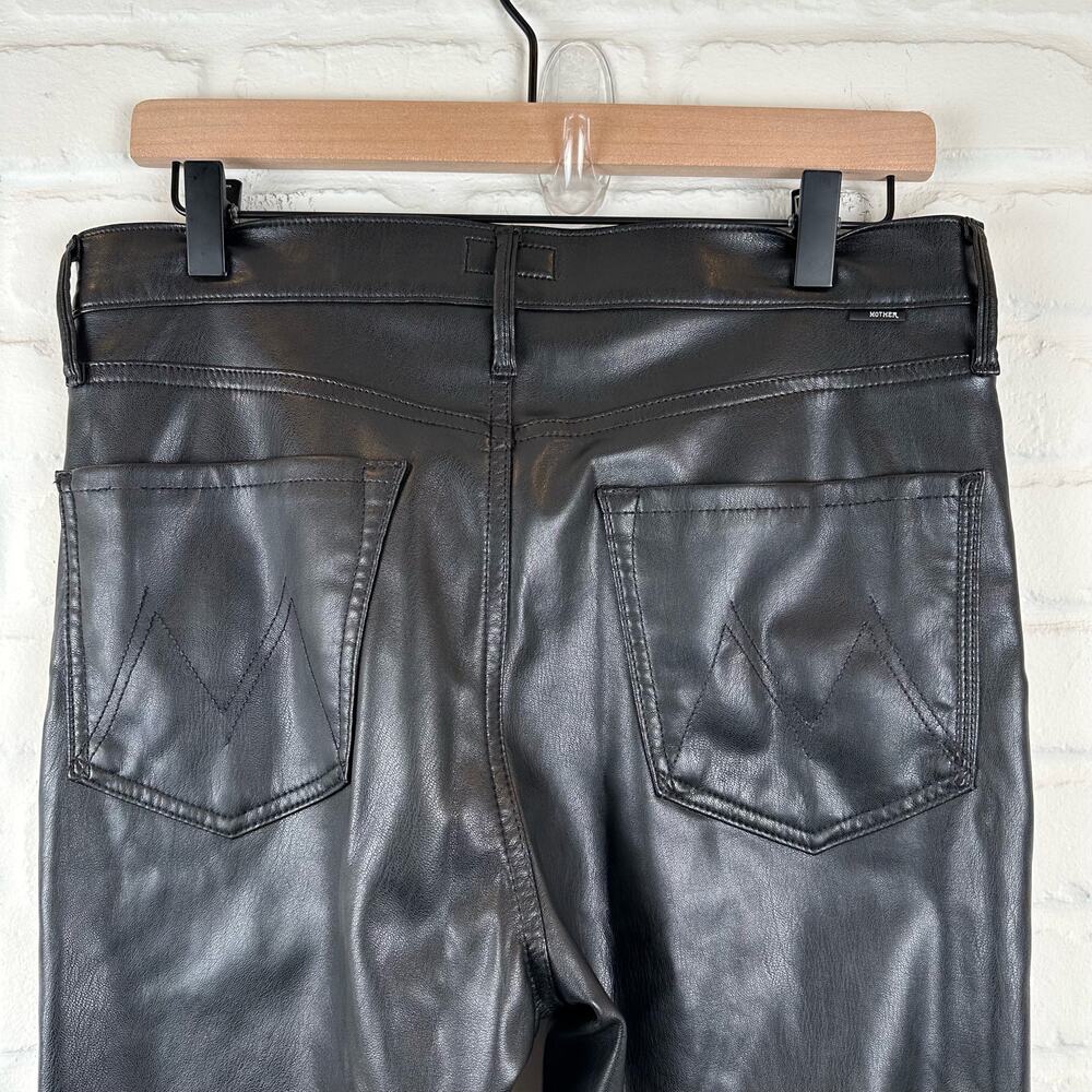 Mother The Dazzler Skimp Faux Leather Vegan Pants Black High Rise Slim Leg 30 - Picture 5 of 13